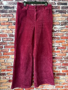 Liz Claiborne Wine Red Velvet High Rise Wide-Leg Pants Size 12
